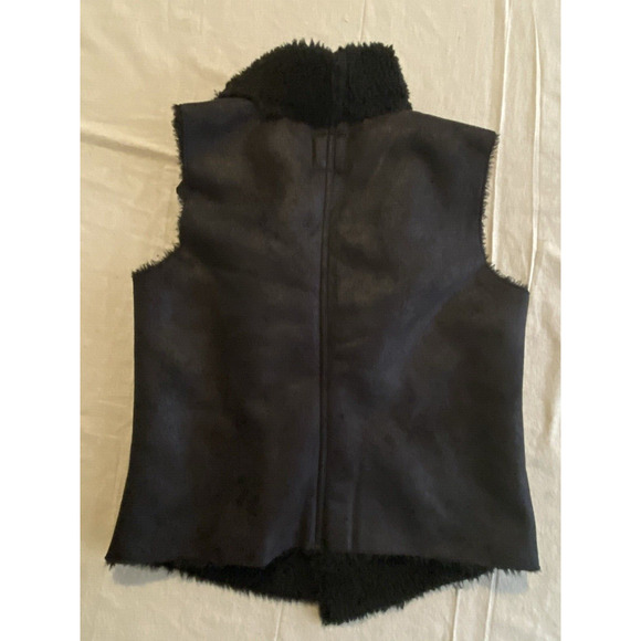 Canyon River Blues Vest Womens L / XL Black Faux Suede & Faux Fur Lined Vest - Picture 2 of 10